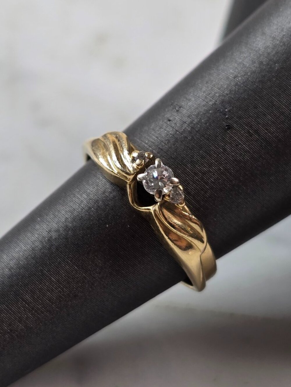 Womens Vintage Estate 14K Yellow Gold Magic Glo Diamond Ring Set 2.8g E5733